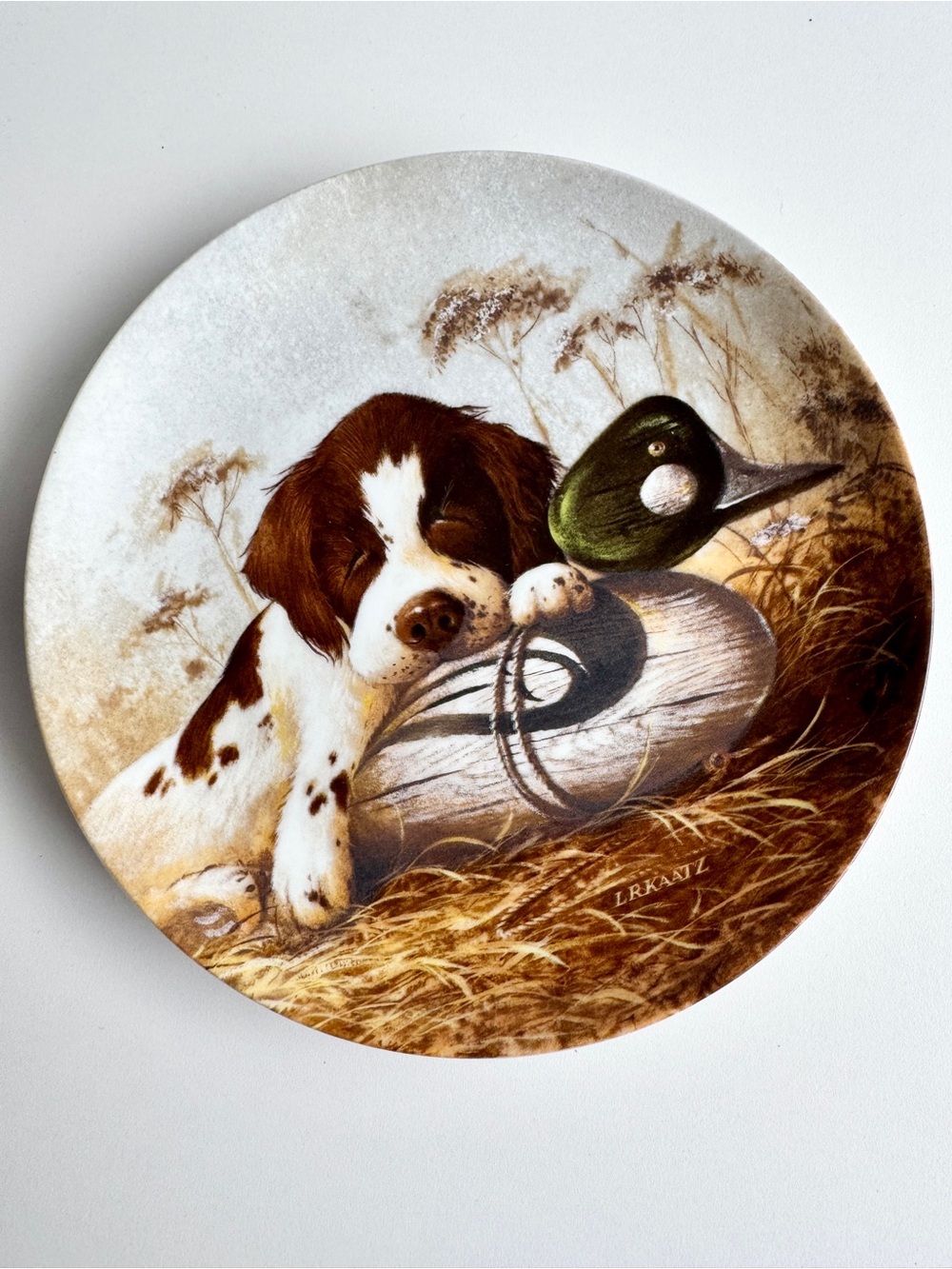 1987 Knowles Dog Tired Springer Spaniel Plate Lynn Kaatz Field Puppies